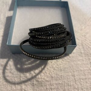 Touchstone Crystal Dark Grey Wrap-Star Bracelet